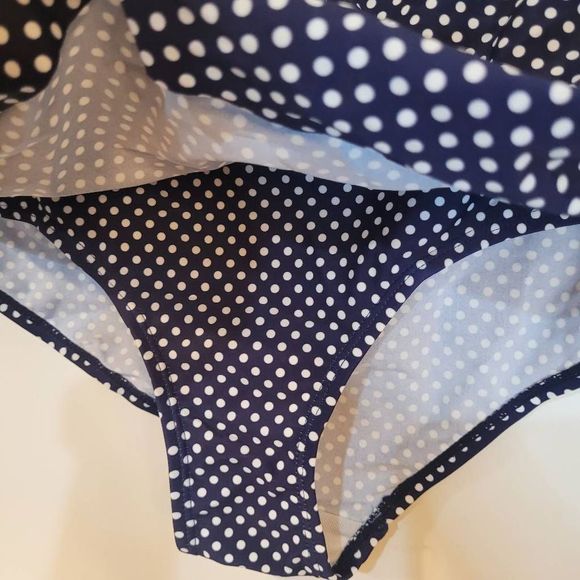 Meet Curve Women's Navy/White Polka-dot Nylon/Spandex Two Piece Swimsuit NEW - Picture 11 of 16